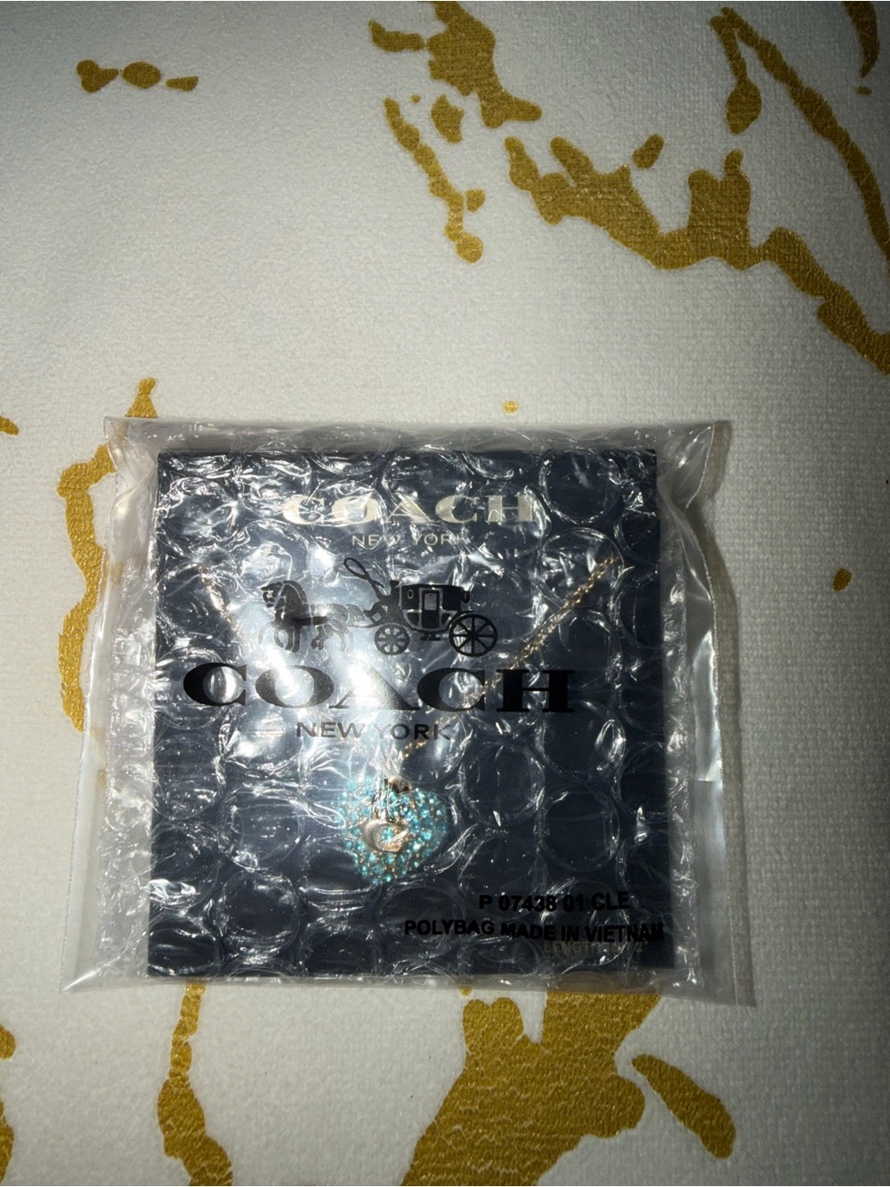COACH Turquoise Crystal Heart Necklace - Picture 5 of 6
